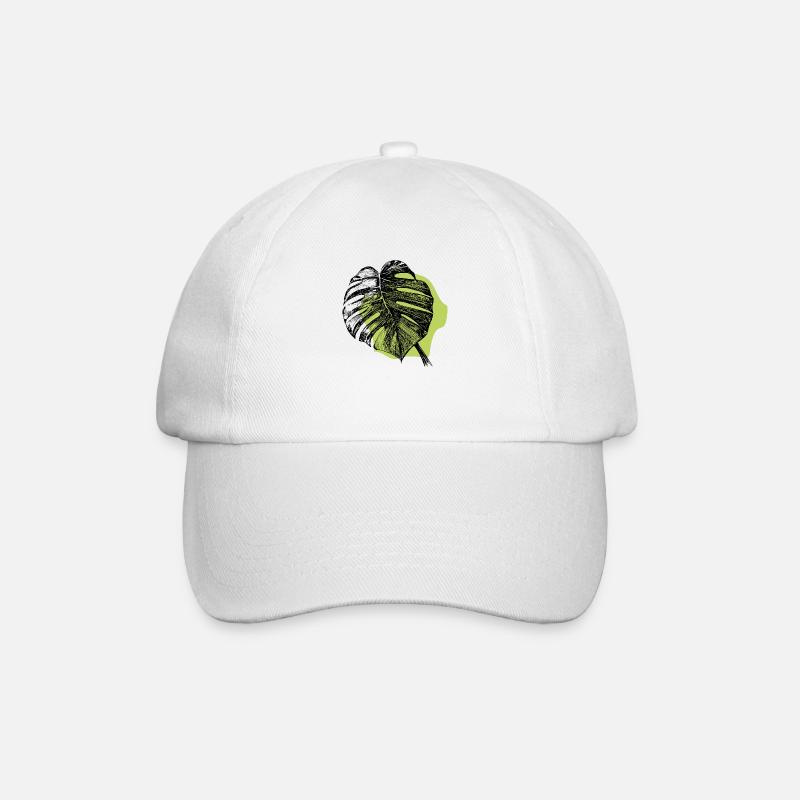Monstera Blatt und Grün - Baseballkappe - Weiß/Weiß