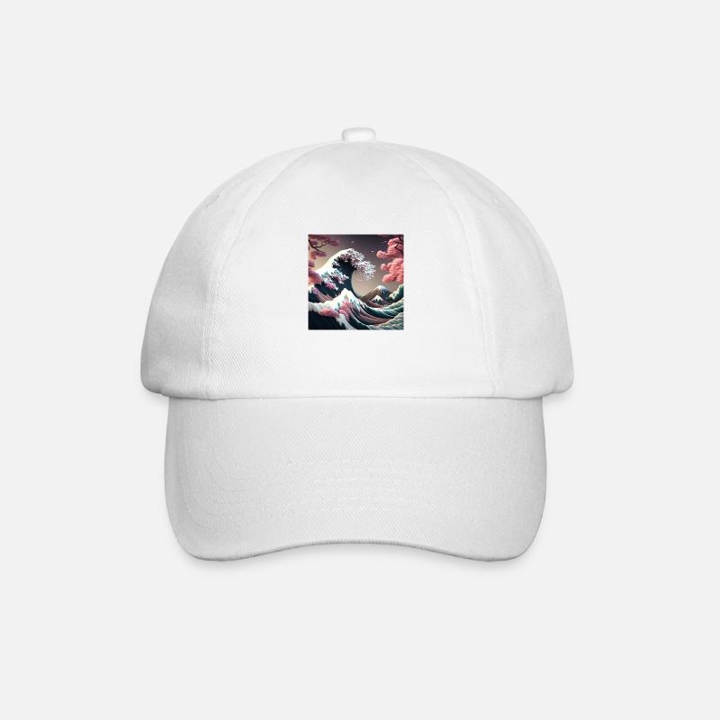 Floral Tsunami at Mount Fuji - Baseball Cap - white/white