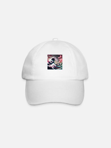 Tsunami Florale au Mont Fuji - Casquette classique - blanc/blanc