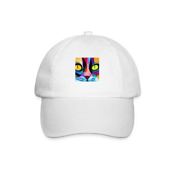 Bunte Katze Nahaufnahme, abstrakt - Baseballkappe - Weiß/Weiß - Vorne