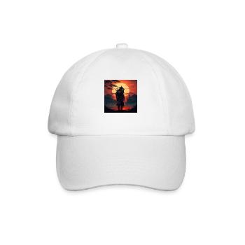 Samurai geht in den Sonnenaufgang Geschenk - Baseballkappe - Weiß/Weiß - Vorne