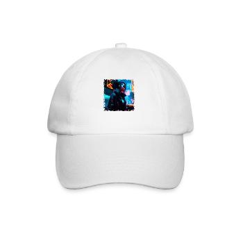 Sci-Fi neon artwork with a young punk in neon - Baseball Cap - white/white - Front
