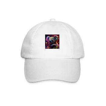 Farbiger Koala, einzigartiges Design - Baseballkappe - Weiß/Weiß - Vorne