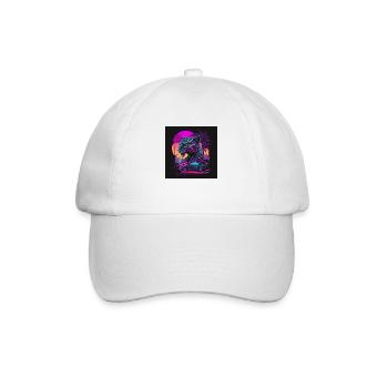 Tiger with neon colors, synthwave / 80s - Baseball Cap - white/white - Front