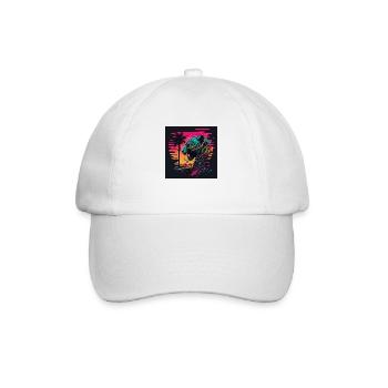 Tiger with neon colors, synthwave / 80s - Baseball Cap - white/white - Front