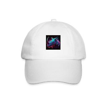 Rhinoceros with neon colors, synthwave / 80s - Baseball Cap - white/white - Front
