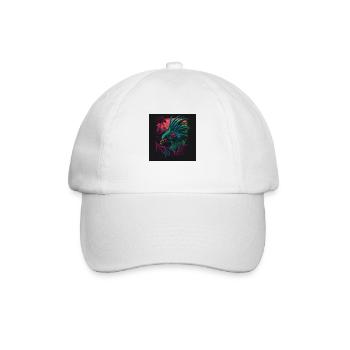 Pfau mit Neonfarben, Synthwave / 80er Jahre - Baseballkappe - Weiß/Weiß - Vorne