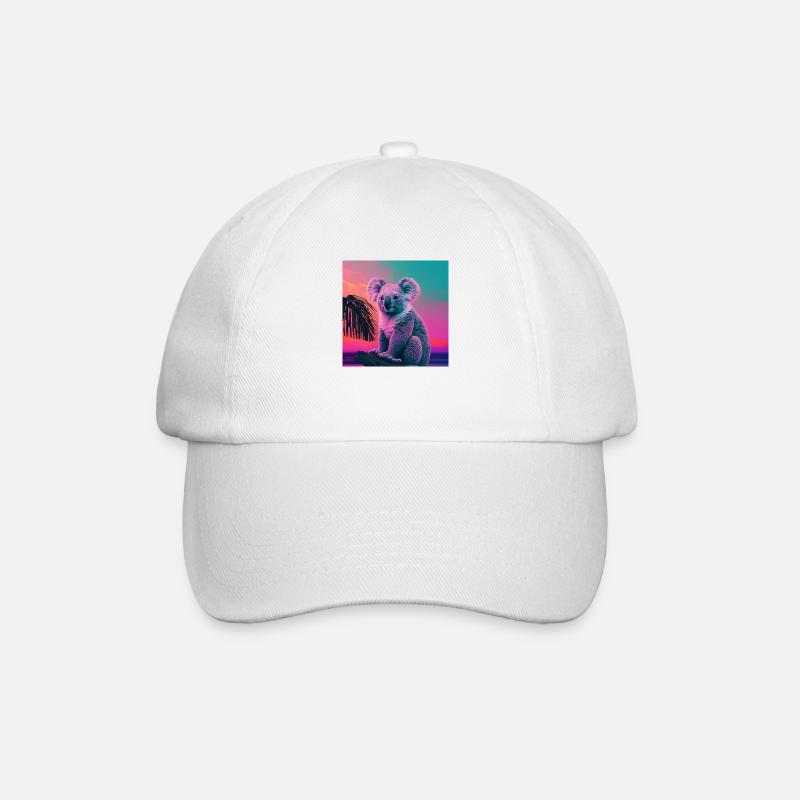 KOALA VAPORWAVE, moderne Kunst, Neon Farben - Baseballkappe - Weiß/Weiß