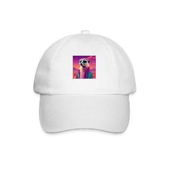 MEERKAT VAPORWAVE, MODERN ART NEON COLORS - Baseball Cap - white/white - Front