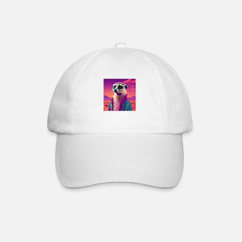 ERDMÄNNCHEN VAPORWAVE, moderne Kunst Neon Farben - Baseballkappe - Weiß/Weiß