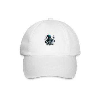 Steampunk giant octopus over small village - Baseball Cap - white/white - Front