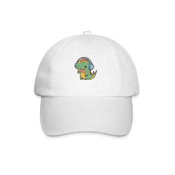 Kawaii Cute Happy Colorful Dino avec des écouteurs - Casquette classique - blanc/blanc - Devant