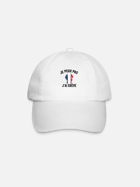je peux pas j'ai grève anti retraire à 64 ans - Casquette classique - blanc/blanc