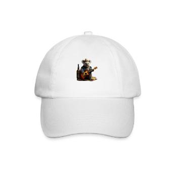 Koala drôle avec guitare chapeau et bière - Casquette classique - blanc/blanc - Devant