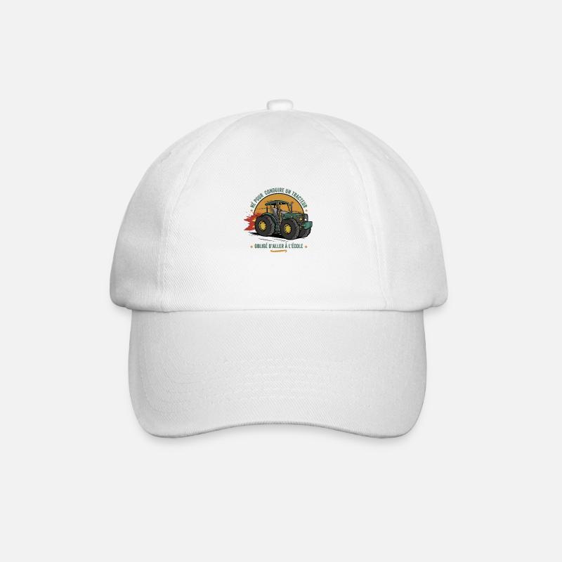 né pour conduire un tracteur obligé d'aller à l'éc - Casquette classique - blanc/blanc