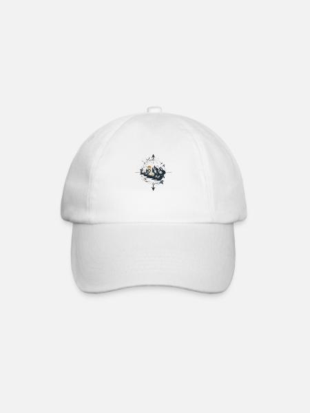 Compass with mountains for outdoor lovers - Baseball Cap - white/white