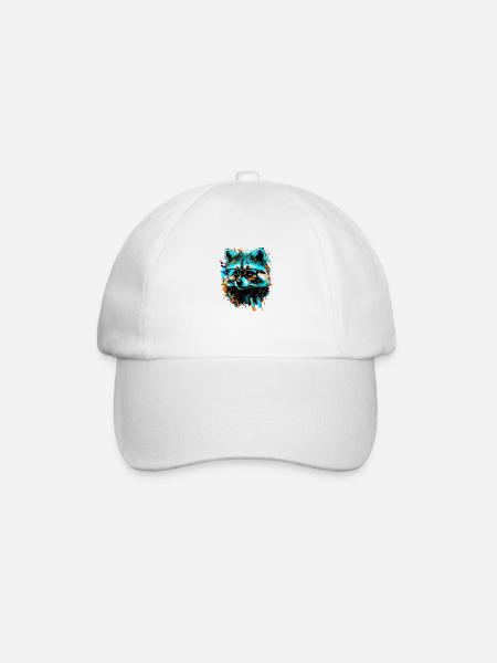 Intellektueller Waschbär in Aquarell - Baseballkappe - Weiß/Weiß