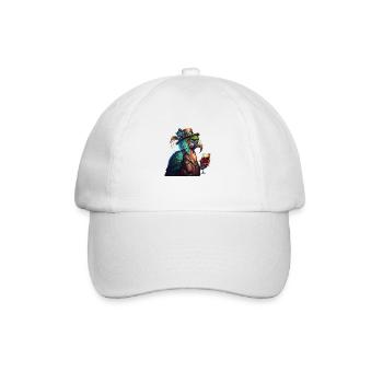 Perroquet cool avec chapeau et bière - Casquette classique - blanc/blanc - Devant