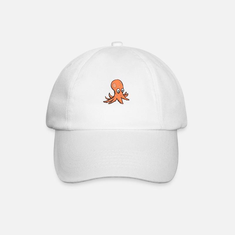 Oktopus-Karikatur - Baseballkappe - Weiß/Weiß