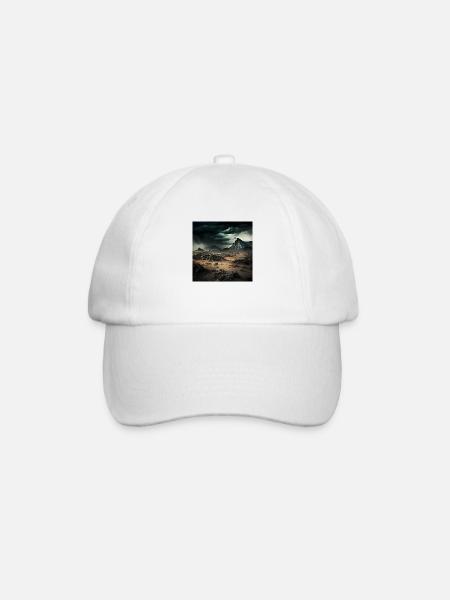 Gloomy Barren Desert Landscape - Baseball Cap - white/white