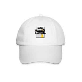 Black Car Yellow Stripe - Baseball Cap - white/white - Front
