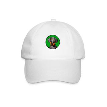 Dackel Design Grafik Motiv in grünem Kreis - Baseballkappe - Weiß/Weiß - Vorne