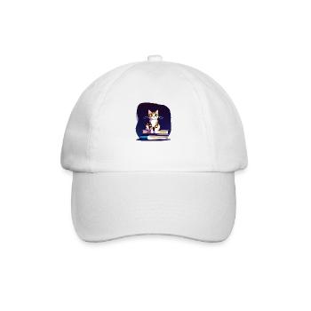 Domestic Cat Book Cat Books Cat Reading Kitten - Baseball Cap - white/white - Front