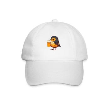 Un oiseau mignon aime la bière et boit un grand verre - Casquette classique - blanc/blanc - Devant