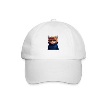 Süße Katze mit Pullover - Baseballkappe - Weiß/Weiß - Vorne