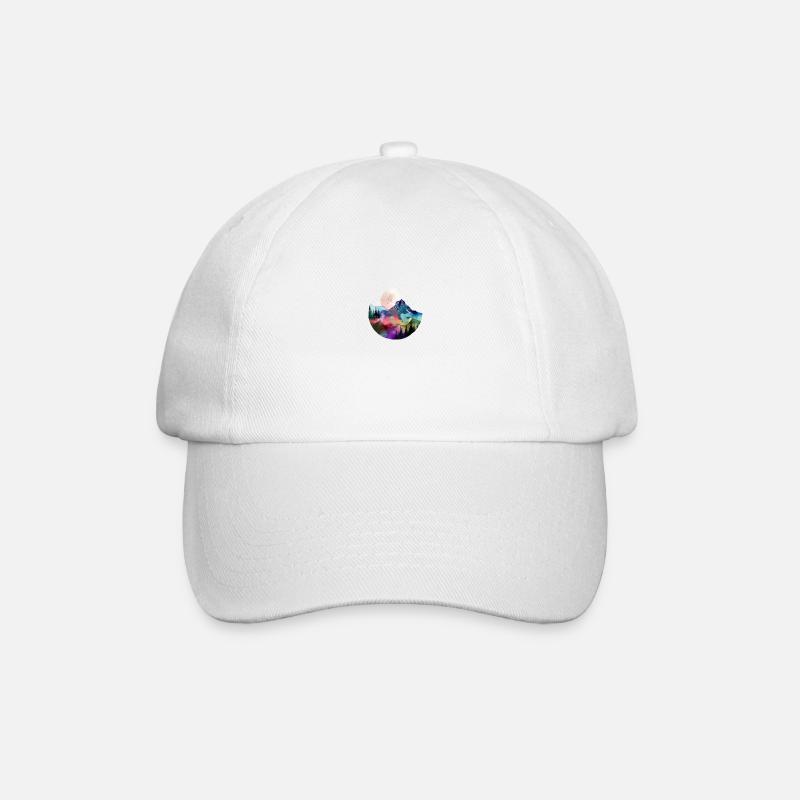 Mountain Landscape with Full Moon - Baseball Cap - white/white