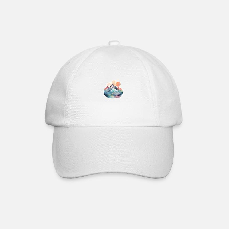Mountain Landscape with Full Moon 2 - Baseball Cap - white/white