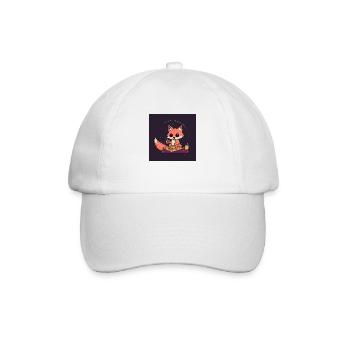 Cute fox watches TV and eats pizza - Baseball Cap - white/white - Front