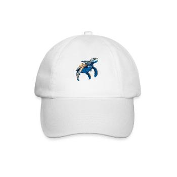 Sea turtle as a diver - Baseball Cap - white/white - Front