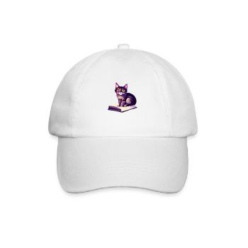 Cat Domestic Cat Books Cat Book Kitten Reading - Baseball Cap - white/white - Front