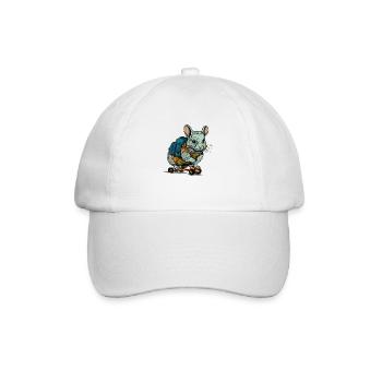 The Chinchilla Mouse skates with his skateboard - Baseball Cap - white/white - Front