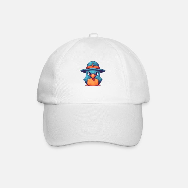 vogel mit hut - Baseballkappe - Weiß/Weiß