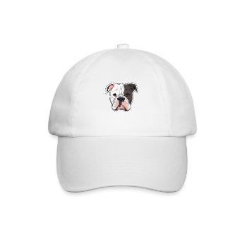 American Bulldog Kopf Comic Cartoon Hund - Baseballkappe - Weiß/Weiß - Vorne