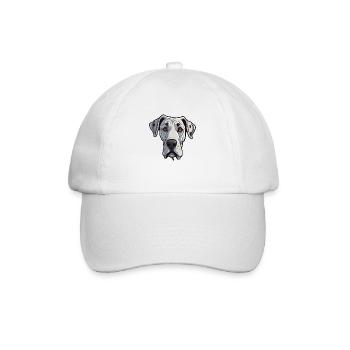 Deutsche Dogge Kopf Comic Cartoon Hundefreund - Baseballkappe - Weiß/Weiß - Vorne