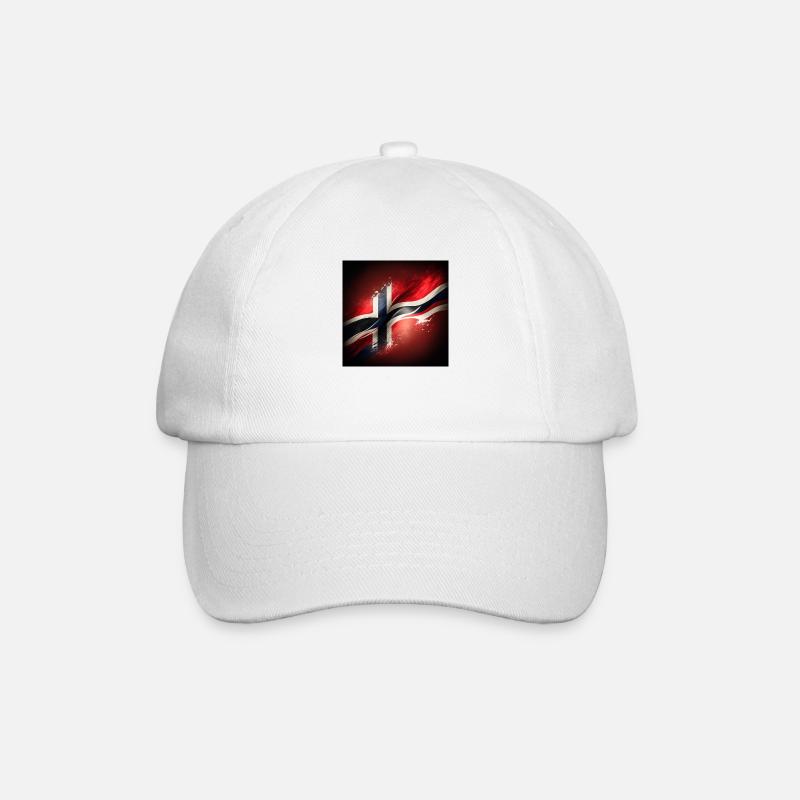 Norwegen Flagge - Baseballkappe - Weiß/Weiß