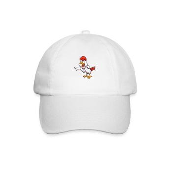 Cartoon Huhn mit Attitüde - Baseballkappe - Weiß/Weiß - Vorne