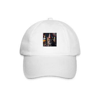 Chat avec chapeau d’anniversaire - Casquette classique - blanc/blanc - Devant