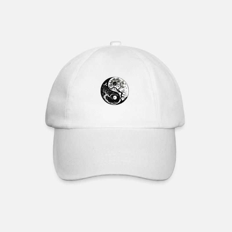 Yin und Yang und der Baum des Lebens - Baseballkappe - Weiß/Weiß