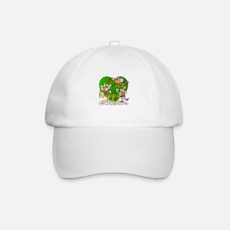 bee happy - Baseball Cap - white/white