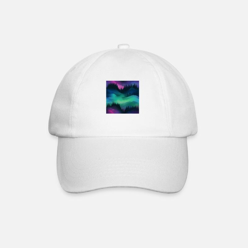 Celestial Lights: Northern Lights Collection - Baseball Cap - white/white