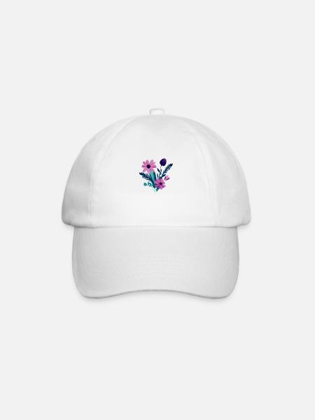 Blumen Blumenstrauß Lila Pflanze Pflanzen - Baseballkappe - Weiß/Weiß
