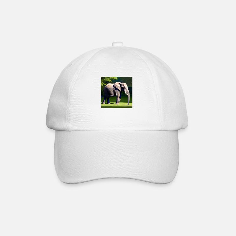 Elefant auf eine Wiese - Baseballkappe - Weiß/Weiß