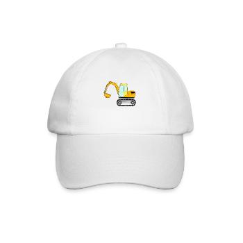 yellow-orange excavator, construction site vehicle - Baseball Cap - white/white - Front