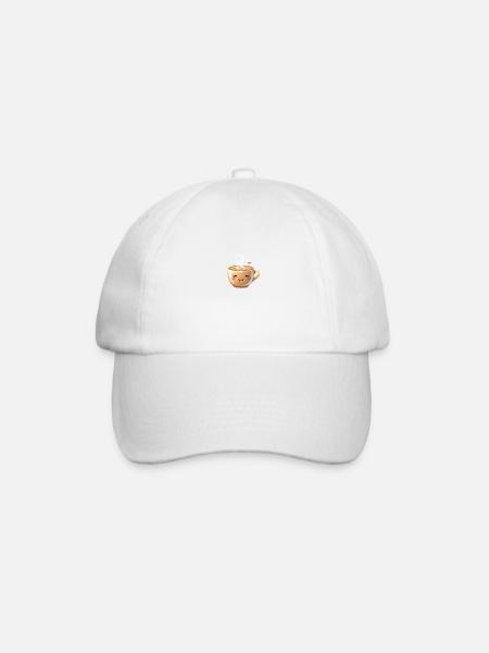 Realistic café mug with face - Baseball Cap - white/white