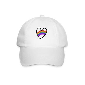 LGBTQ+ Heart Regenbogenfahne - Baseballkappe - Weiß/Weiß - Vorne