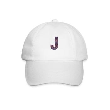 Monogramm Buchstabe J - Boho buntes Design - Baseballkappe - Weiß/Weiß - Vorne